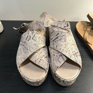 MATISSE x AMUSE SOCIETY Snakeskin Platform Wrap Sandals Size 10
